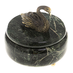 Шкатулка из натурального камня змеевик с фигуркой лебедя Stone Casket варинант исполнения - 2 | Loft Concept в Сочи