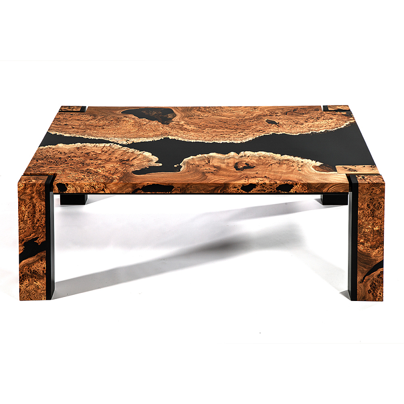 Кофейный Стол River in Autumn Elm Resin Coffee Table Охра Черный в Сочи | Loft Concept 