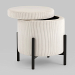 Молочный пуф на черных ножках SANJAY варинант исполнения - 2 | Loft Concept в Сочи