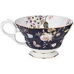 Чайный набор из фарфора темно-синий с рисунком цветов на 6 персон 12 предметов 280 мл Garden Whisper Porcelain Set  варинант исполнения - 3 | Loft Concept в Сочи