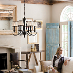 Люстра бронзового цвета с бежевыми абажурами из органзы в классическом стиле Hinkley варинант исполнения - 9 | Loft Concept в Сочи