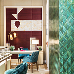 Обои ручная роспись в стиле Арт-деко Assemblage Original colourway on red silk dupion варинант исполнения - 3 | Loft Concept в Сочи