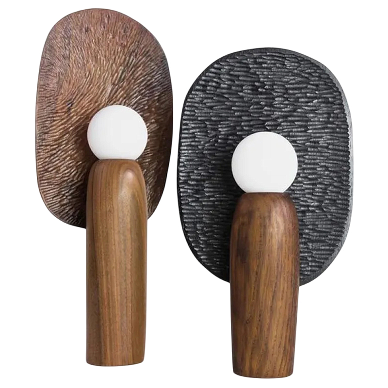 Настольная лампа из дерева Decorative Wooden Lamp Черный Коричневый Настольная лампа из дерева Decorative Wooden Lamp Черный Коричневый в Сочи | Loft Concept
