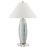 Настольная лампа овальная с тропическим принтом Stylized Aalm Leaves Motif варинант исполнения - 5 | Loft Concept в Сочи