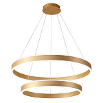 Люстра подвесная светодиодная с двумя золотистыми кольцами Диаметр 80 см Ring Horizontal варинант исполнения - 1 | Loft Concept в Сочи