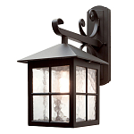 Настенный фонарь черного цвета в форме фонаря с решетчатым плафоном и фактурным стеклом Elstead Lighting варинант исполнения - 1 | Loft Concept в Сочи