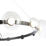 Люстра подвесная круглая с 12-ю прозрачными куполообразными плафонами и черным металлическим основанием Flos Wireline Lighting варинант исполнения - 5 | Loft Concept в Сочи