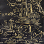 Обои ручная роспись Views of Italy Gold Outline варинант исполнения - 2 | Loft Concept в Сочи