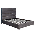 Кровать двуспальная серая с высоким мягким изголовьем Heart of the Bedroom варинант исполнения - 1 | Loft Concept в Сочи