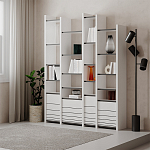 Стеллаж прямой ассиметричный с полками и 4-мя дверцами ARYA BOOKCASE WHITE варинант исполнения - 5 | Loft Concept в Сочи