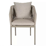 Стул серо-бежевый с декоративным плетением на спинке и подлокотниках Chair Weave варинант исполнения - 1 | Loft Concept в Сочи