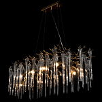 Люстра подвесная прямоугольная с бронзовыми акцентами и прозрачными стеклянными каплями Droplet Chandelier варинант исполнения - 4 | Loft Concept в Сочи