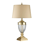 Настольная лампа со тканевым абажуром и прозрачным ребристым стеклянным основанием Quoizel варинант исполнения - 5 | Loft Concept в Сочи