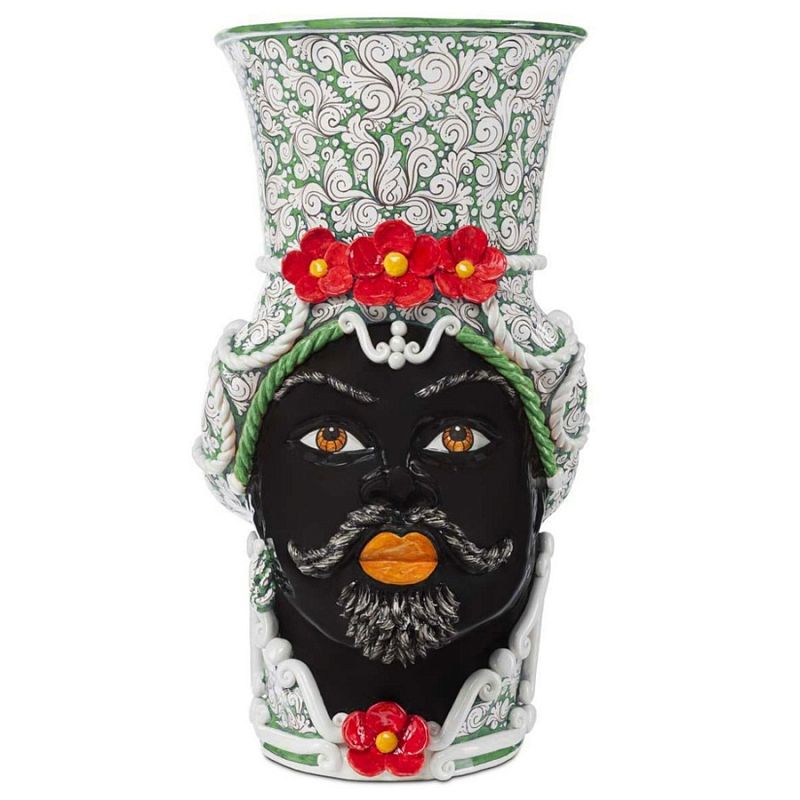 Ваза Vase Moro Man Giant Flower Green Red Черный Зеленый Красный Белый Ваза Vase Moro Man Giant Flower Green Red Черный Зеленый Красный Белый в Сочи | Loft Concept