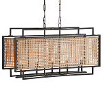 Люстра прямоугольной формы с чёрным каркасом и вставкой из плетеного материала Cage for Light варинант исполнения - 4 | Loft Concept в Сочи