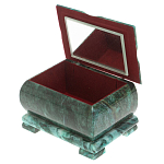 Шкатулка прямоугольная с зеркалом из натурального камня змеевик Stone Casket варинант исполнения - 3 | Loft Concept в Сочи