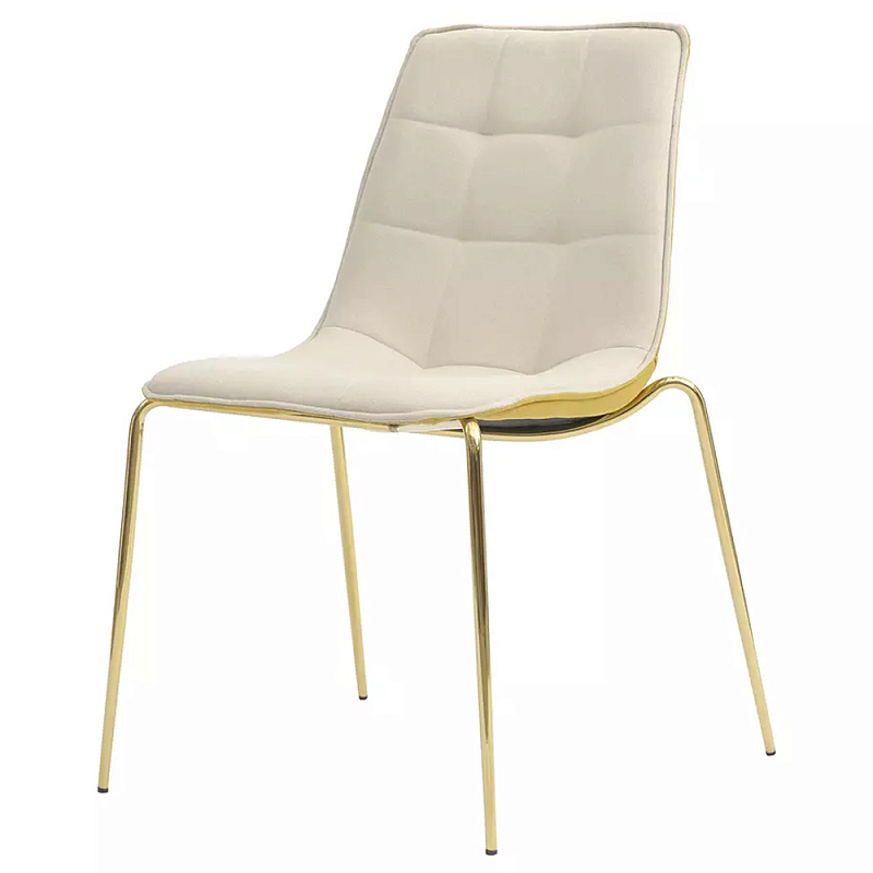 Стул с декоративной строчкой на обивке Sophisticated Silhouette Кремовый Золотой Стул с декоративной строчкой на обивке Sophisticated Silhouette Кремовый Золотой в Сочи | Loft Concept