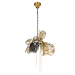 Люстра подвесная со стеклянными плафонами из дымчатого и золотистого с тремя вертикальными подвесками Gilded Mirage  варинант исполнения - 5 | Loft Concept в Сочи