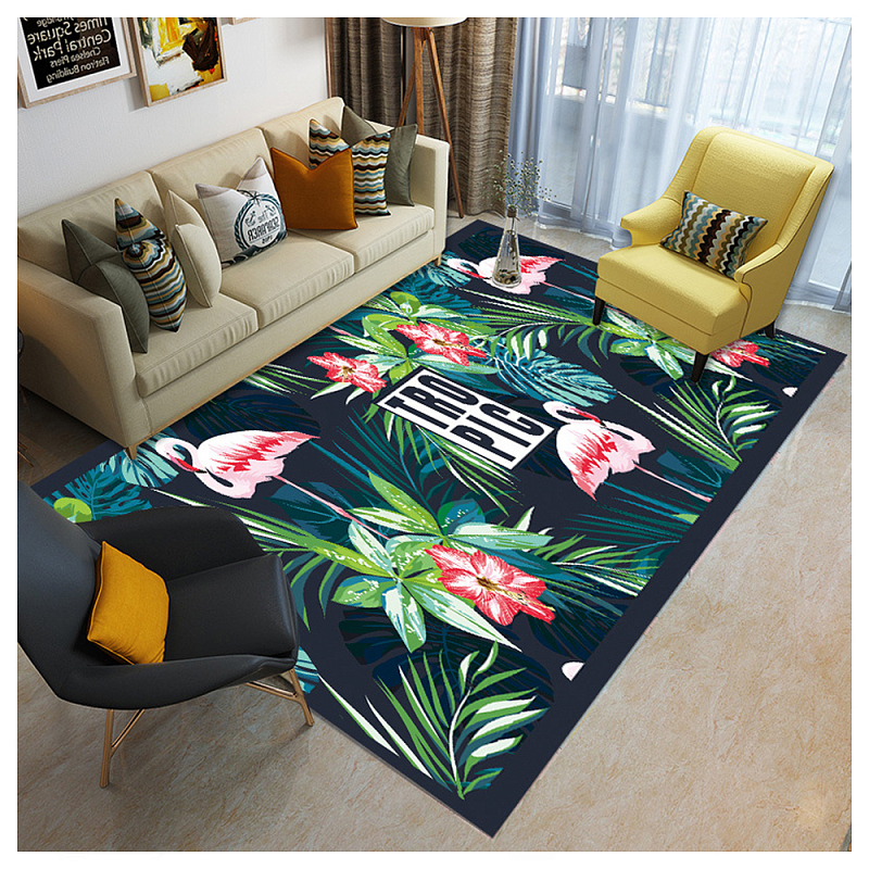 Ковёр с принтом Розовый Фламинго Carpet Pink Night Flamingo Мульти в Сочи | Loft Concept 