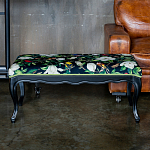 Банкетка из натурального бука черная с изображением птиц и цветов Blooming Birds варинант исполнения - 2 | Loft Concept в Сочи