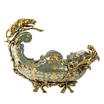 Чаша голубого цвета с оранментом и и бронзовыми фигурами леопардов Eden Garden варинант исполнения - 1 | Loft Concept в Сочи