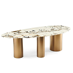 Обеденный стол с асимметричной столешницей на 3-х массивных золотых ножках Commonwealth Table варинант исполнения - 1 | Loft Concept в Сочи