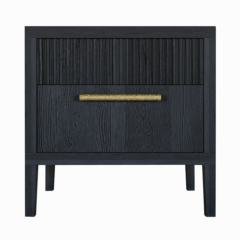 Прикроватная Тумбочка Primo с двумя ящиками Черный дуб Черный Золотой в Сочи | Loft Concept 