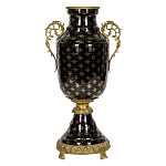 Ваза черного цвета из фарфора с золотистым узором и бронзовыми элементами Eden Garden porcelain and bronze варинант исполнения - 4 | Loft Concept в Сочи