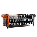 Диван Честерфильд граффити graffiti Orange Sofa натуральная кожа варинант исполнения - 1 | Loft Concept в Сочи