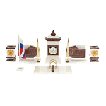 Настольный письменный набор из мрамора и лемезита с гербом и флагом России Marble Accessory варинант исполнения - 1 | Loft Concept в Сочи