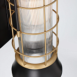 Настенный фонарь цилиндрической формы с рифленым стеклом в золотом каркасе на черном прямоугольном основании Eurofase варинант исполнения - 3 | Loft Concept в Сочи