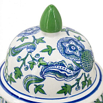 Ваза с крышкой и зелено-голубым рисунком на белом фоне 51 см Blue & White Ornament варинант исполнения - 3 | Loft Concept в Сочи
