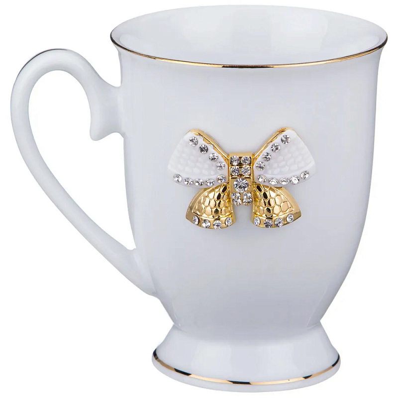 Кружка из фарфора белая со стразами 300 мл Shine Porcelain Белый Золотой Кружка из фарфора белая со стразами 300 мл Shine Porcelain Белый Золотой в Сочи | Loft Concept