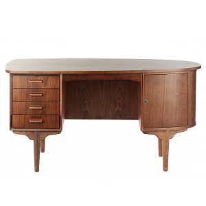 Дизайнерский письменный стол округлой формы с 4-мя ящиками и дверкой с полочками Rili