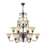 Люстра трехъярусная бронзового цвета с 15-ю кремовыми плафонами в форме чаш Hinkley варинант исполнения - 2 | Loft Concept в Сочи