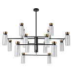 Люстра потолочная с 16-ю цилиндрическими плафонами из стекла и черным каркасом Noir Poise варинант исполнения - 1 | Loft Concept в Сочи