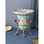 Ваза из голубого фарфора с рисунком птиц и цветов и декоративными элементами Blue Garden варинант исполнения - 6 | Loft Concept в Сочи