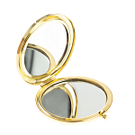 Зеркало карманное складное круглое из натурального камня Оникс в подарочной упаковке Gold Stone Mirrors варинант исполнения - 2 | Loft Concept в Сочи