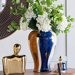 Ваза с крышкой и мазками синего и золого цвета на белом фоне Chinoiserie Ceramics варинант исполнения - 4 | Loft Concept в Сочи