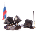 Настольный письменный набор из природного камня обсидиана коричневого Team leader варинант исполнения - 2 | Loft Concept в Сочи