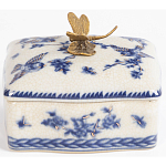 Фарфоровая шкатулка с бронзовой стрекозой Blue and White варинант исполнения - 4 | Loft Concept в Сочи