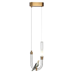 Подвесной светильник с декоративной фигуркой птицы на прозрачной изогнутой трубке Ganthea варинант исполнения - 3 | Loft Concept в Сочи