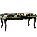 Банкетка из натурального бука черная с изображением птиц и цветов Blooming Birds варинант исполнения - 1 | Loft Concept в Сочи