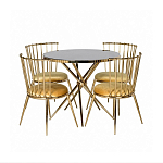 Обеденный стол с чёрной круглой столешницей на золотых ножках Rive Gauche Table варинант исполнения - 3 | Loft Concept в Сочи