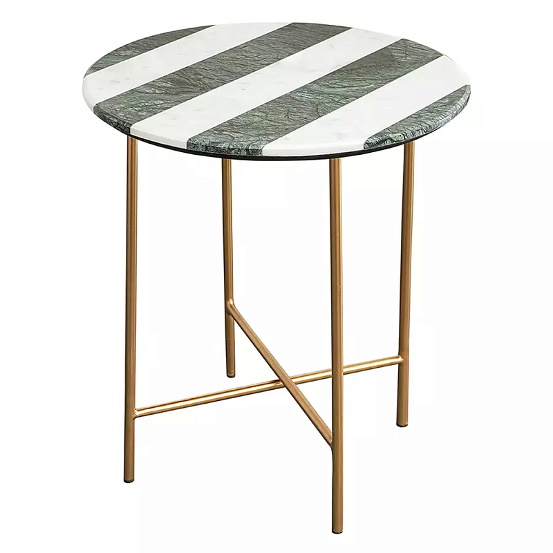 Столик приставной с круглой столешницей с полосатым узором Tabletops with Striped Pattern Серый Белый в Сочи | Loft Concept 