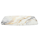 Обеденный стол с прямоугольной столешницей из стекла на черных металлических ножках White Marble варинант исполнения - 3 | Loft Concept в Сочи