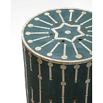 Приставной круглый столик с инкрустацией blue Mandika Bone Inlay  варинант исполнения - 1 | Loft Concept в Сочи