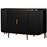 Комод черный округлой формы с рельефным фасадом Black Cut варинант исполнения - 1 | Loft Concept в Сочи