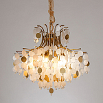 Люстра подвесная с белыми и золотыми круглыми подвесками Диаметр 70 см SHELL Chandelier варинант исполнения - 2 | Loft Concept в Сочи