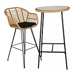 Барный столик с круглой плетеной столешницей Wicker Table Top варинант исполнения - 3 | Loft Concept в Сочи